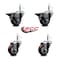 Service Caster 3'' Maroon Poly Wheel Swivel 7/16'' Grip Ring Stem Caster Set 2 Brakes, 4PK SCC-GR20S314-PPUB-MRN-PLB-716138-2S2 - alternate 2